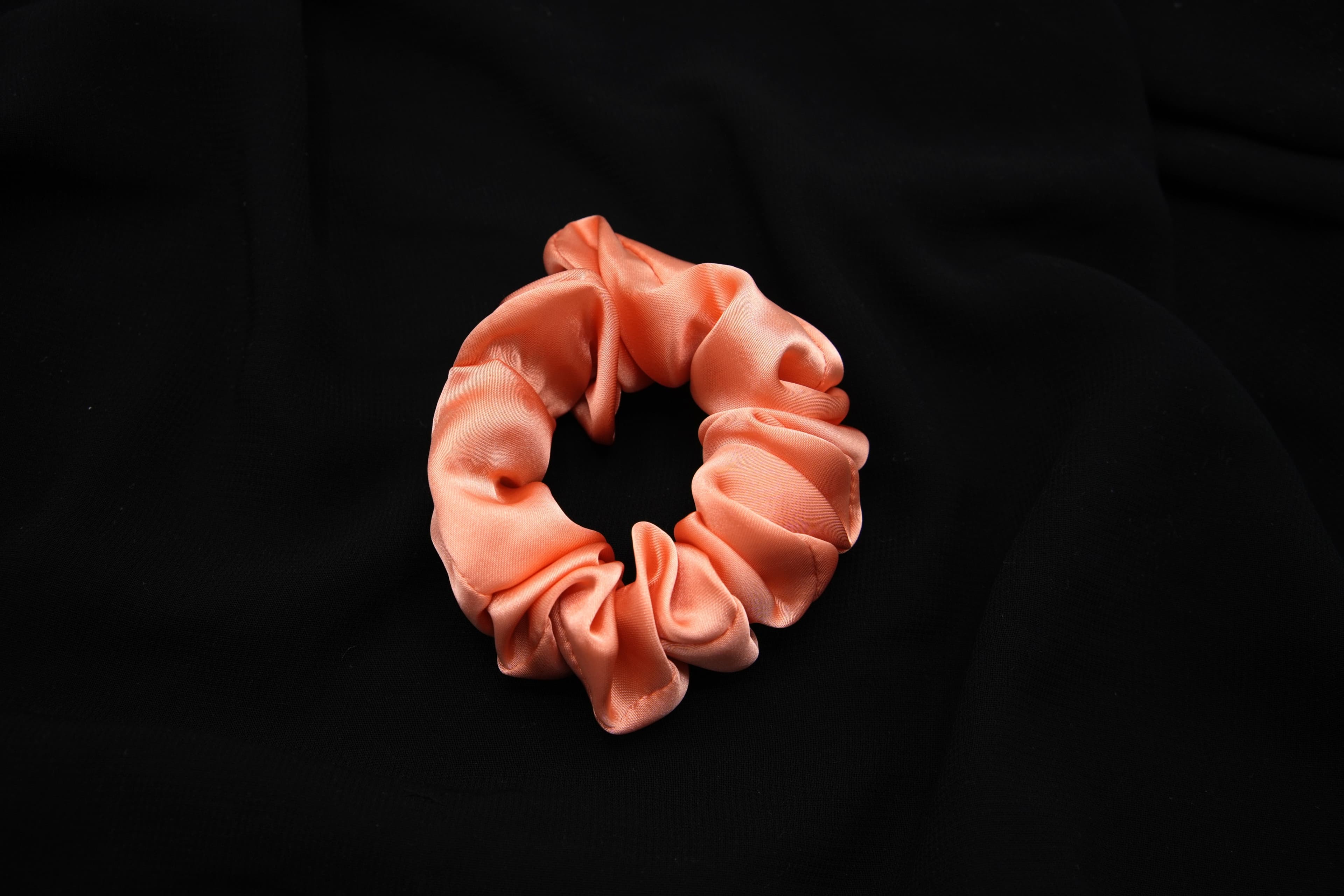 Scrunchie in Peach orange Color by Tiny Shiny Trolly - Trendy Women Scrunchie ZUH2594