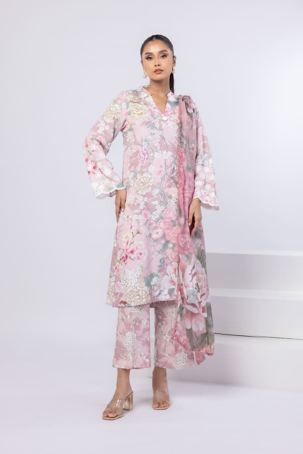 Printed Dull Raw Silk Pants - 25-10-10S1-04TB-VG