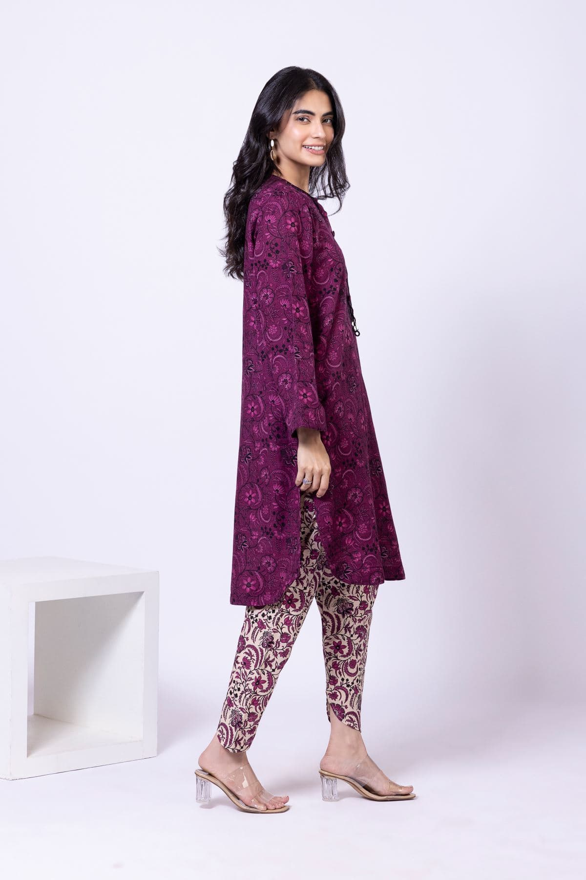Printed Textured Cotton Shalwar - 25-09-11E10-10TB-VG